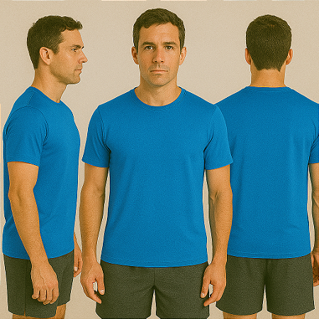 Camiseta Manga Curta Lisa Sport Dry Azul Celeste