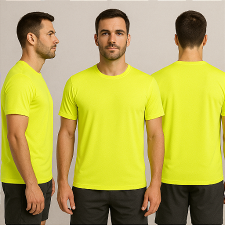 Camiseta Manga Curta Lisa Sport Dry Amarelo Neon