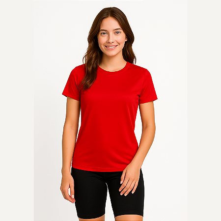 Baby Look Manga Curta Lisa Sport Dry Vermelho