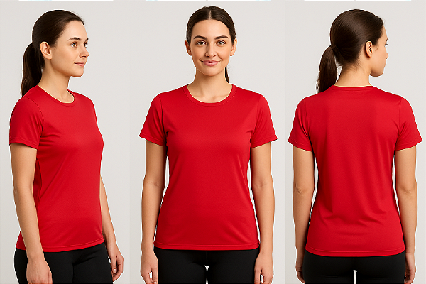Baby Look Manga Curta Lisa Sport Dry Vermelho