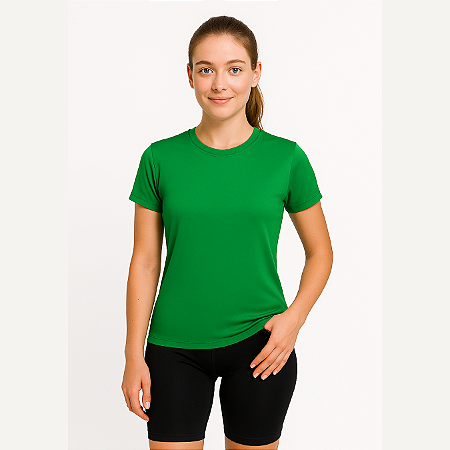 Baby Look Manga Curta Lisa Sport Dry Verde Amazonia