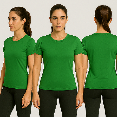 Baby Look Manga Curta Lisa Sport Dry Verde Amazonia