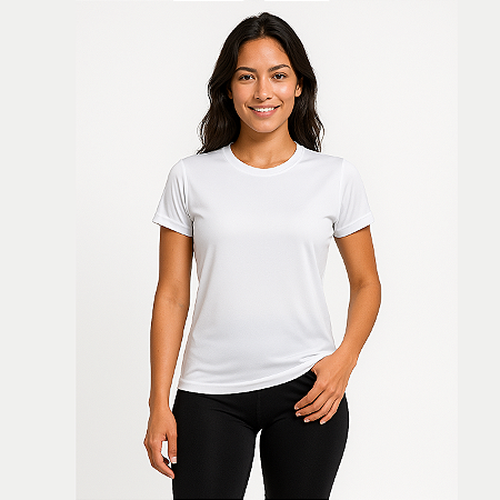 Baby Look Manga Curta Lisa Sport Dry Branco