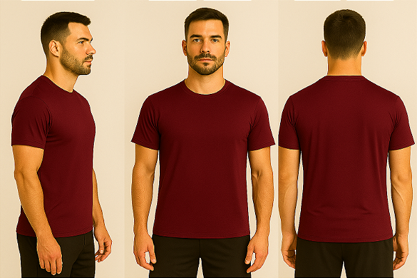 Camiseta Manga Curta Lisa Sport Dry Vinho