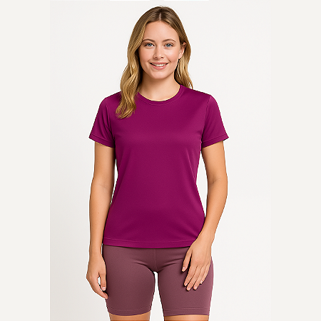 Baby Look Manga Curta Urban Dry 100% Poliamida Premium Rosa Escuro