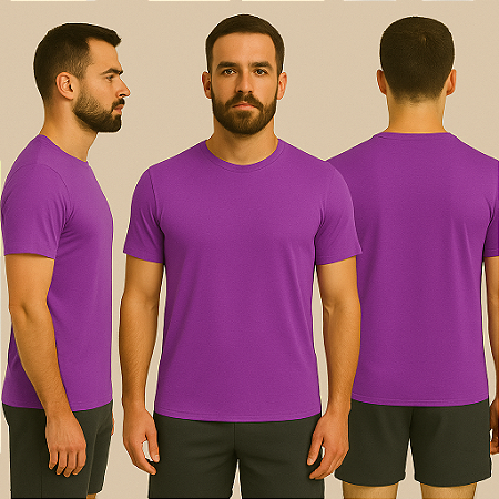 Camiseta Manga Curta Lisa Sport Dry Roxo Uva