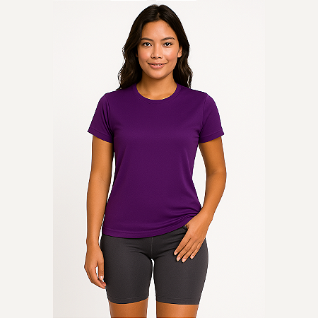 Baby Look Manga Curta Urban Dry 100% Poliamida Premium Roxo Bizâncio