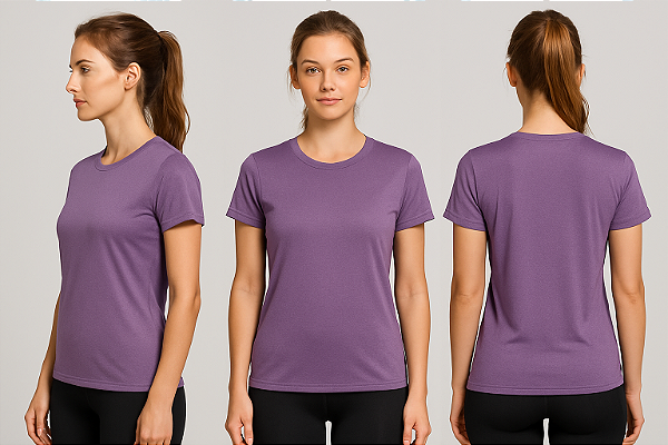 Baby Look Manga Curta Lisa Sport Dry Roxo