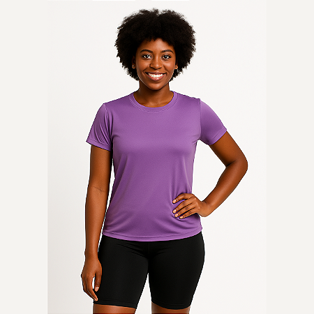 Baby Look Manga Curta Lisa Sport Dry Roxo