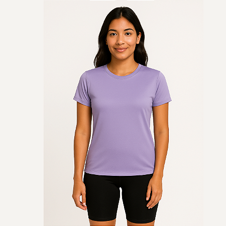 Baby Look Manga Curta Lisa Sport Dry Lavanda