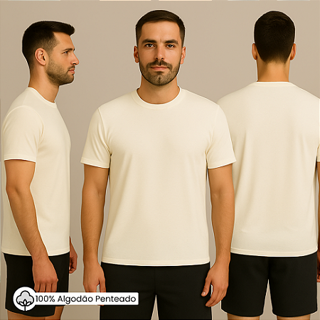 Camiseta Manga Curta Algodão Penteado 30.1 Off White