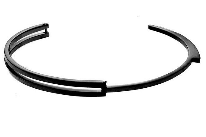 Bracelete masculino de aço inoxidável modelo algema preto