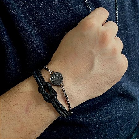 Pulseira de aço Masculina São Bento Grafite