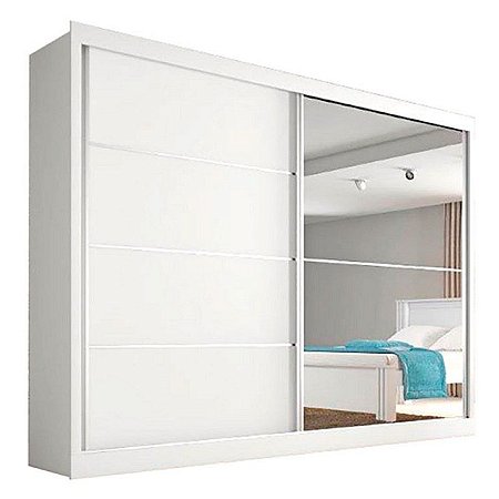 Armário 2 Portas deslizantes Germânia c/ espelho 2,02m - Branco EUR