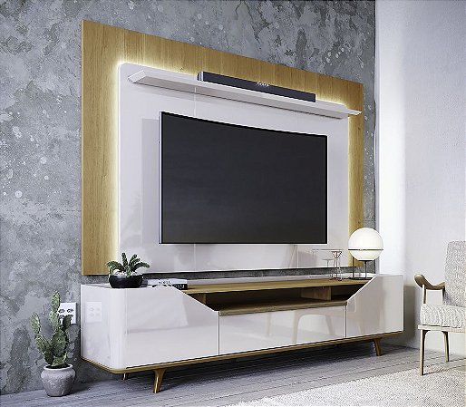 Rack com Painel 2 portas Legacy Led 2.2 - Nature c/off white IMC