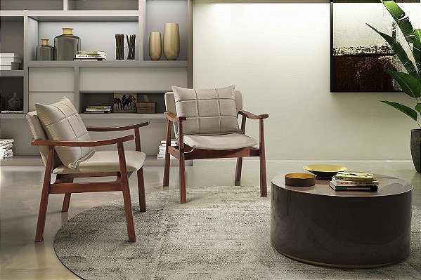 Par de Poltronas Decorativa Nevada - Tecido Veludo Cristal RDM