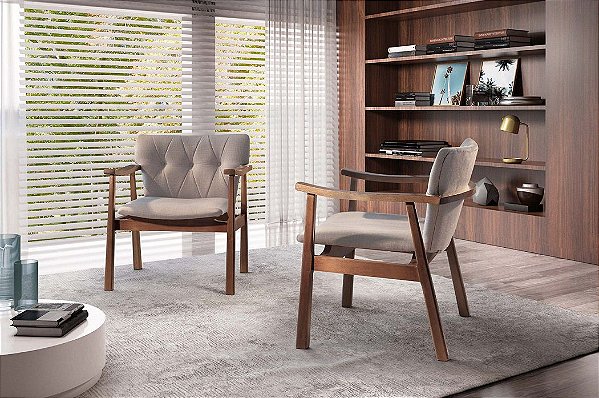 Par de Poltronas Decorativa Detroit - Tecido Veludo Cristal RDM