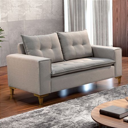 Sofá 2 lugares Egito - Tecido linho bege RDM