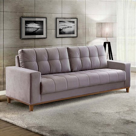 Sofá 3 lugares Romênia - Tecido veludo rosê RDM