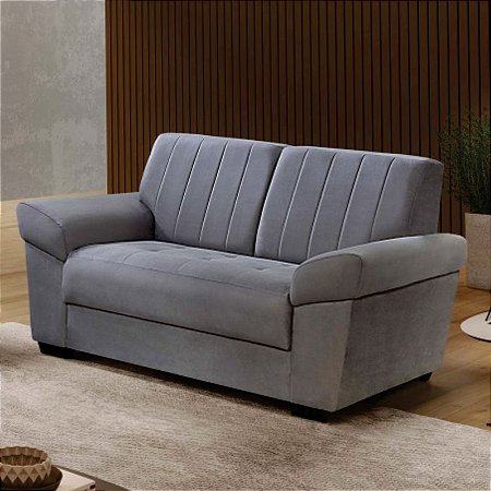 Sofá 2 lugares Bolívia - Tecido veludo cinza RDM