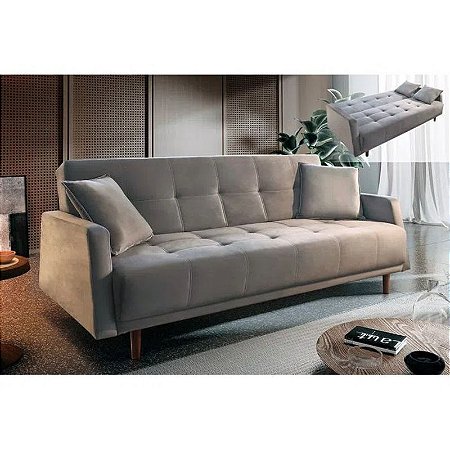 Sofá cama Havana - Tecido veludo bege RDM