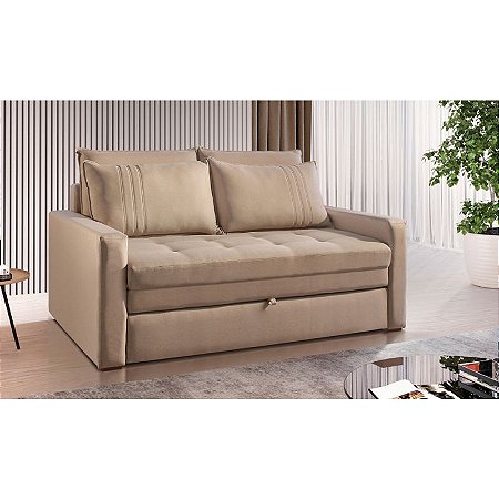 Sofá cama Tóquio - Tecido veludo bege RDM