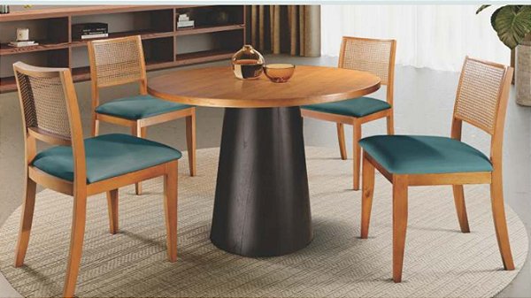 Mesa c/ 4 cadeiras Begônia - Tecido veludo esmeralda KR