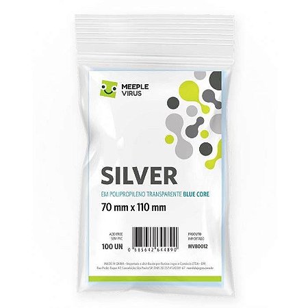 Sleeves Silver 70 x 110 mm Blue Core - Meeple Virus