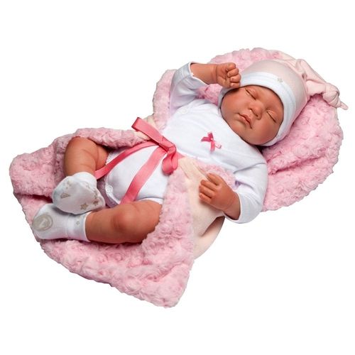 Boneca Bebê Reborn Rosa Olhos Fechados - Novabrink