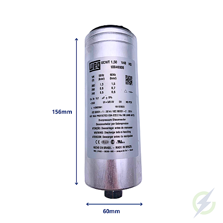 CAPACITOR CFP TRIFÁSICO WEG 1,5kVAr/380V/60Hz HD 60X156 - 10046008