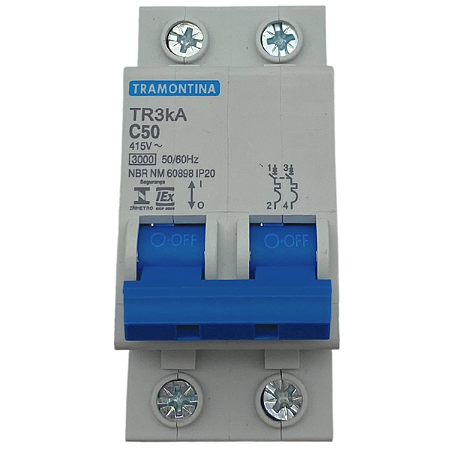 DISJUNTOR BIP DIN TERM TR3KA 2P 50A CURVA C - TRAMONTINA