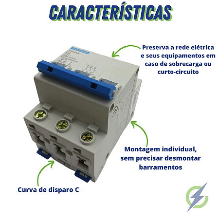 DISJUNTOR TRIP DIN TERM TR3KA 3P 2A CURVA C - TRAMONTINA