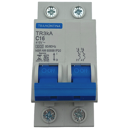 DISJUNTOR BIP DIN TERM TR3KA 2P 16A CURVA C - TRAMONTINA