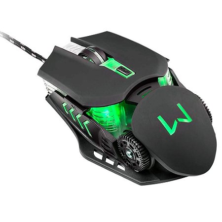Mouse Gamer Warrior Keon, LED 4 Cores, 3200 DPI, Preto - MO267
