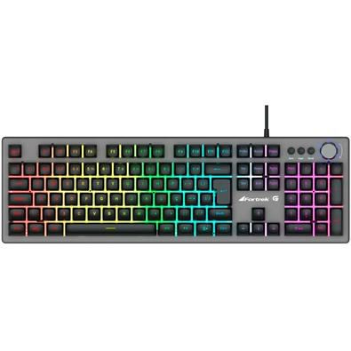 Teclado Semi-Mecânico Gamer Fortrek Holt Grafite, LED Rainbow, ABNT2, Grafite