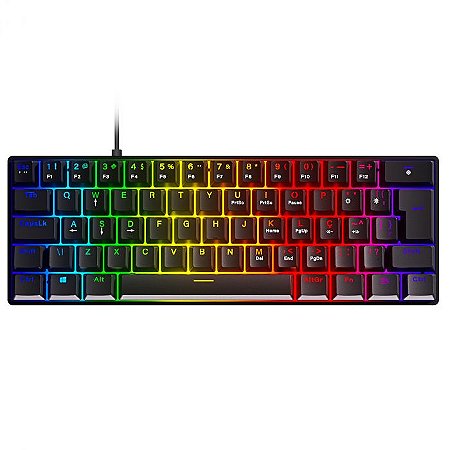 TECLADO MECÂNICO PCYES ZOT, 60%, SWITCH AZUL, RGB
