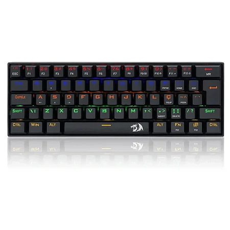 Teclado Mecânico Gamer Redragon Lakshmi, Rainbow Blue Switch, ABNT2, Preto - K606R (PT-BLUE)