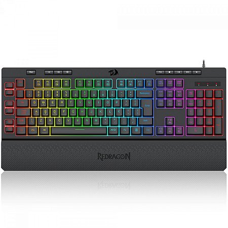 Teclado Gamer Redragon Shiva V2, RGB, USB, Membrana, ABNT2, Full Size, Preto, K512RGB V2