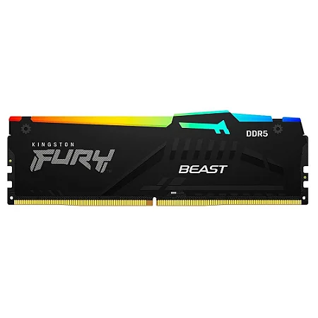 Memória DDR5 Kingston FURY Beast RGB, 8GB, 5200MHz, Black, KF552C140BBA