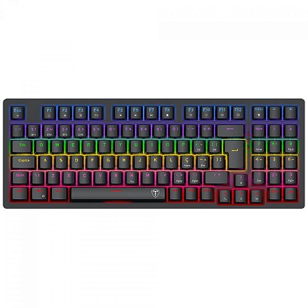 Teclado Mecânico Gamer T-Dagger Holysword, Rainbow, Wireless/Bluetooth, Switch Brown, ABNT2, Preto, T-TGK331-BR