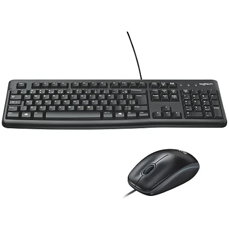 KIT TECLADO MOUSE LOGITECH COM FIO MK120 PRETO 920-004429 11093
