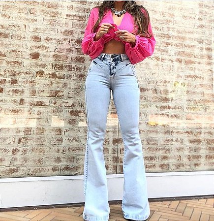 calca jeans flare clara