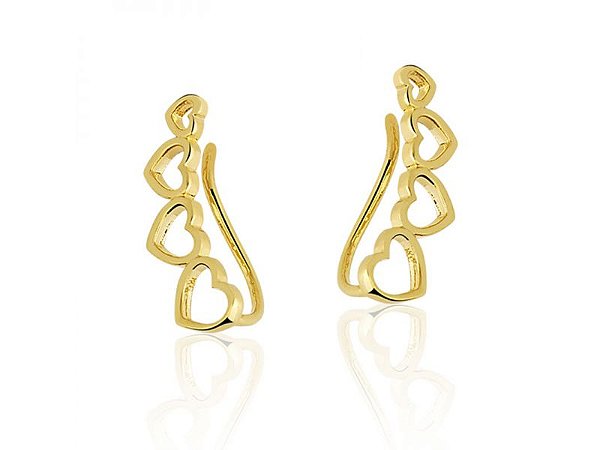 EarCuff Corações Folheado a Ouro 18k