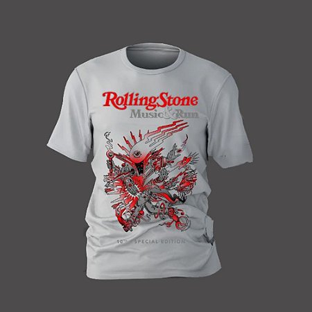 Camiseta Rolling Stone Music Run Branca em Poliamida