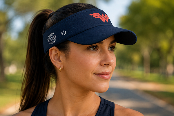 Viseira Corrida Mulher Maravilha Summer 2019 Azul logo salmão