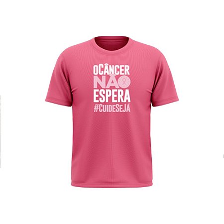 Camiseta O Câncer Não Espera Desafio Virtual Rosa Em Poliamida