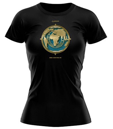 Camiseta Volta ao Mundo Correndo Preta em Algodão