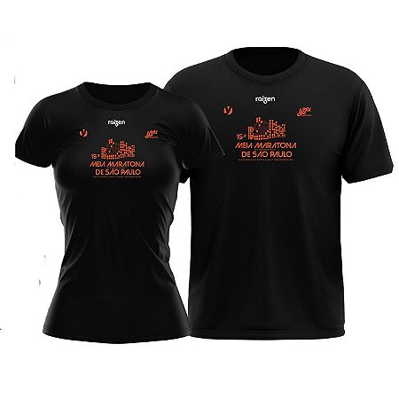 Camiseta Meia Maratona de São Paulo 2022 Preta em poliéster