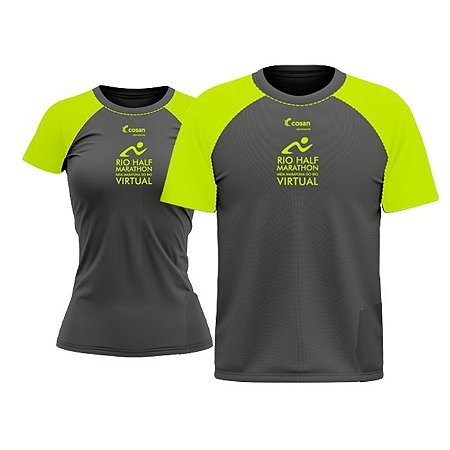 Camiseta Rio Half Marathon Virtual Cinza e Verde em poliéster