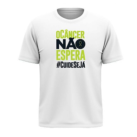 Camiseta O Câncer Não Espera Desafio Virtual Branco Em Poliéster